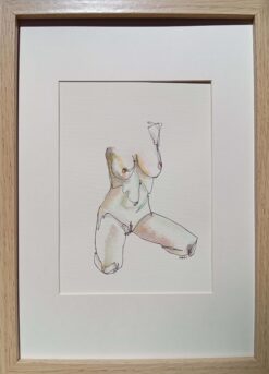 Original Painting, nude woman, pen with watercolour