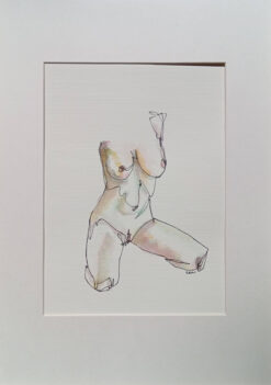 Original Painting, nude woman, pen with watercolour
