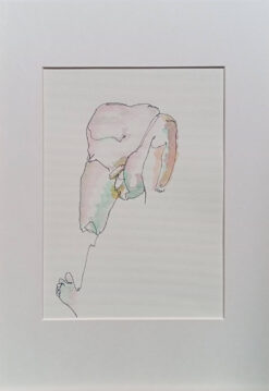 nude B7, naked man, pen with watercolour